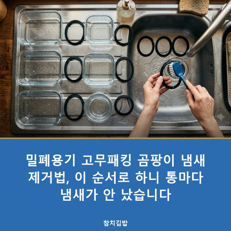 밀폐용기 고무패킹 곰팡이 냄새 제거법, 이 순서로 하니 통마다 냄새가 안 났습니다