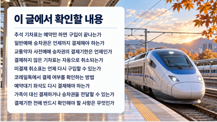 2026 추석 기차표 결제 안 하면 자동 취소되나｜결제기한·취소표 확인 시간