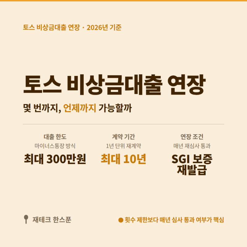 토스 비상금대출 연장 횟수·기간 제한 | 최대 몇 번까지 가능할까?