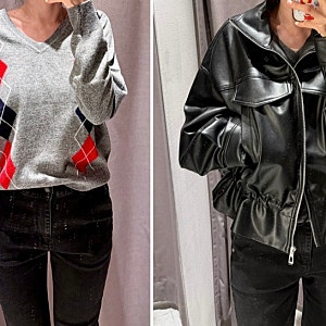 [자라 ZARA] 자라 울 아가일 스웨터, zara 페이크 레더 허리 조절 재킷, 지퍼 스트라이프 니트 스....