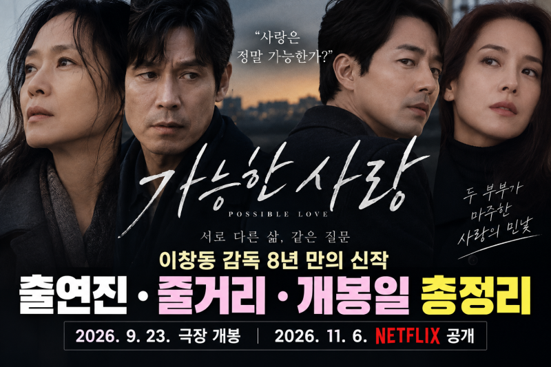 「가능한 사랑 영화 출연진·줄거리 총정리｜전도연·설경구·조인성·조여정, 개봉일은?」