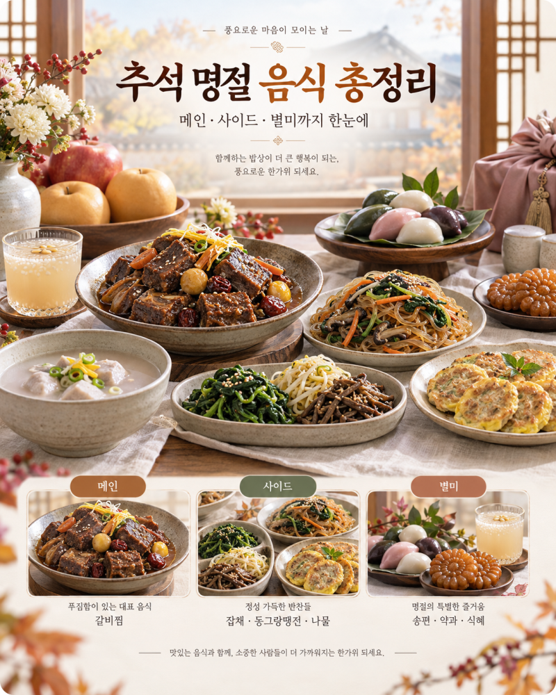 추석 명절 음식, 메인·사이드·별미까지 레시피 총정리 feat. 음식별 칼로리, 보관 방법 까지 ....