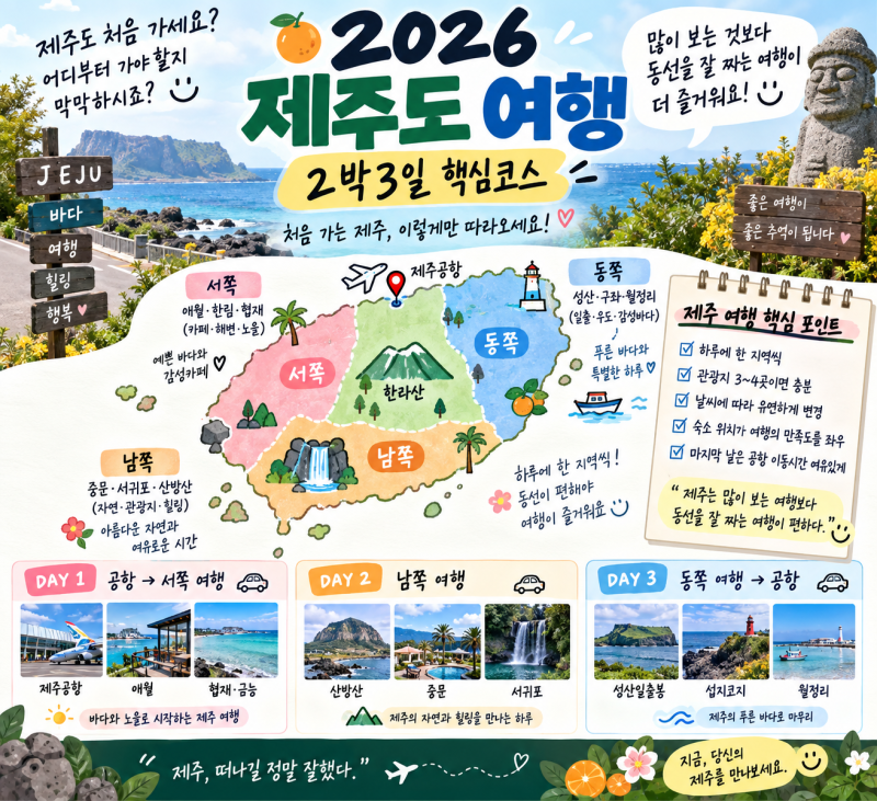 제주도 여행 1편｜처음 가면 어디부터? 2박3일 여행코스 이렇게 짜세요