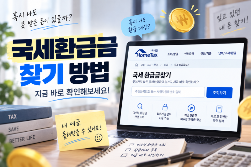 국세 환급금찾기 이용 방법, 미수령 환급금 조회부터 지급까지