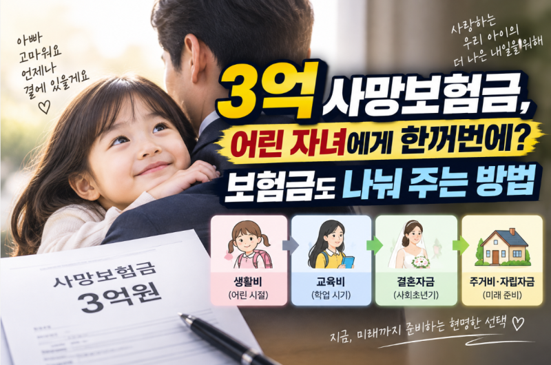 3억 사망보험금, 어린 자녀에게 한꺼번에? 보험금청구권 신탁으로 나눠주는 방법