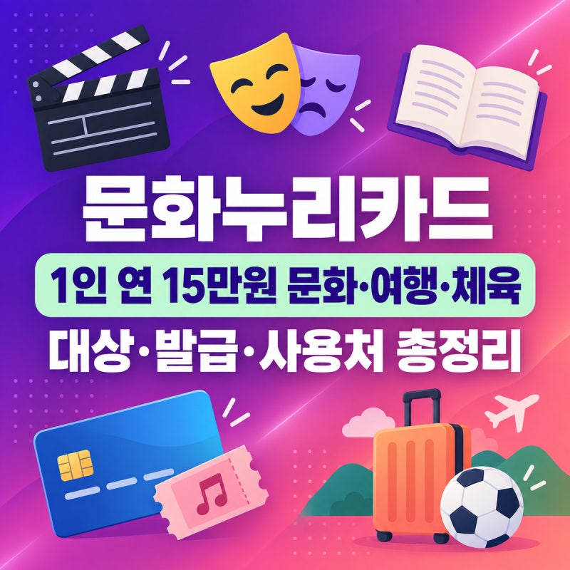 문화누리카드 신청 방법 2026 | 통합문화이용권 대상·15만 원 지원·발급 순서·사용처 총정리
