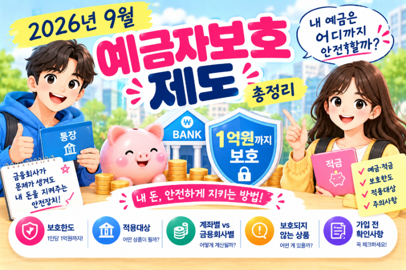 [2026년 9월] 예금자보호 제도 총정리｜내 예금 1억원까지 정말 보호될까?