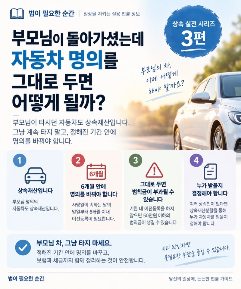 [상속 실전 3편]부모님이 돌아가셨는데 자동차 명의를 그대로 두면 어떻게 될까?