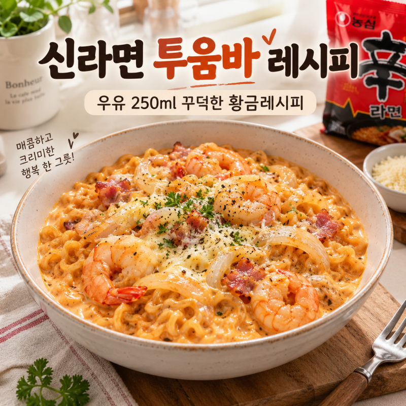 신라면 투움바 레시피｜우유 250ml 꾸덕한 투움바 라면 만들기