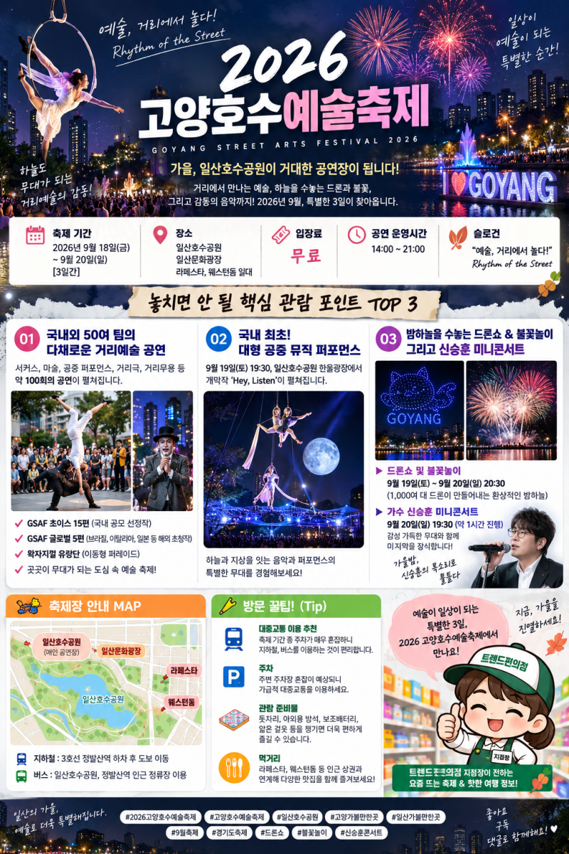 2026 고양호수예술축제 총정리｜드론쇼·불꽃놀이·신승훈 콘서트까지, 일산 가을축제 가이드