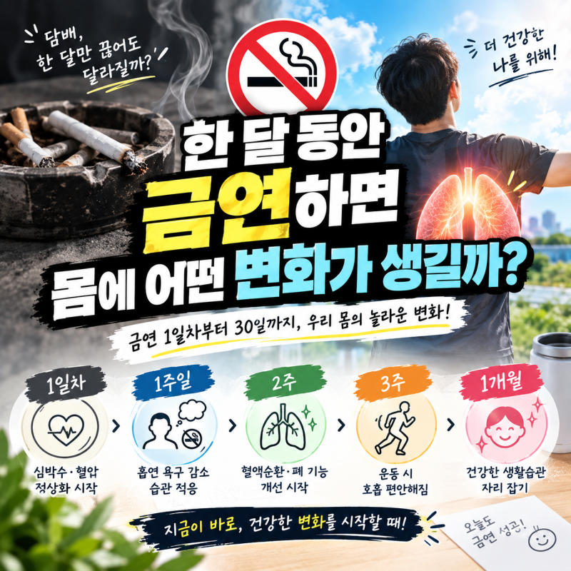 한 달 동안 금연하면 몸에 어떤 변화가 생길까?｜금연 1일차부터 30일까지