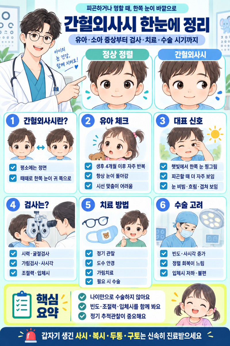 간헐외사시 원인·증상·치료 총정리｜유아 눈이 바깥으로 갈 때, 수술해야 할까?
