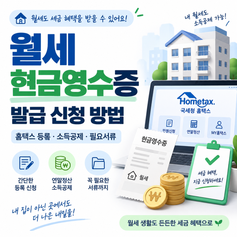 월세 현금영수증 발급 신청 방법｜홈택스 등록부터 소득공제까지