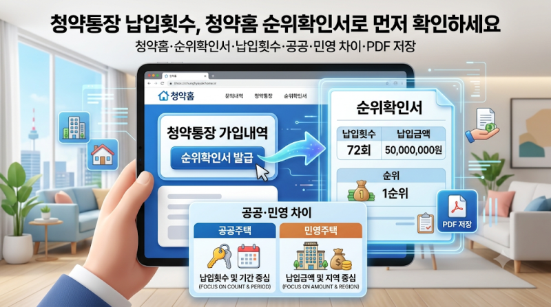 청약통장 납입횟수, 청약홈 순위확인서로 먼저 확인하세요