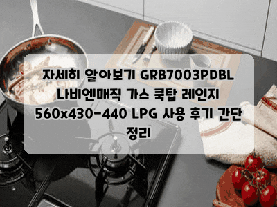 자세히 알아보기 GRB7003PDBL 나비엔매직 가스 쿡탑 레인지 560x430-440 LPG 사용 후기 간단 정리