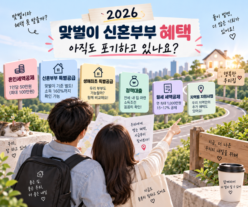 2026 맞벌이 신혼부부 혜택 총정리! 소득 높아도 받을 수 있을까?
