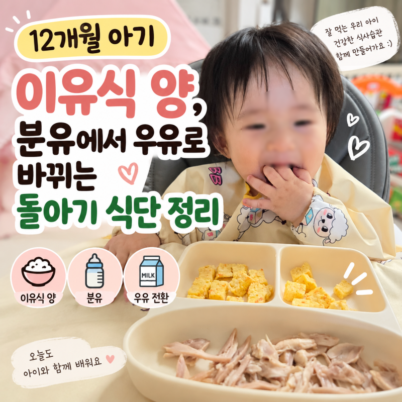 12개월 아기 이유식 양, 분유에서 우유로 바뀌는 돌아기 식단 정리