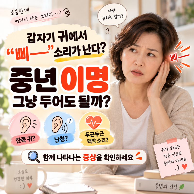 갑자기 귀에서 ‘삐—’ 소리가 난다? 중년 이명, 그냥 넘겨도 될까?