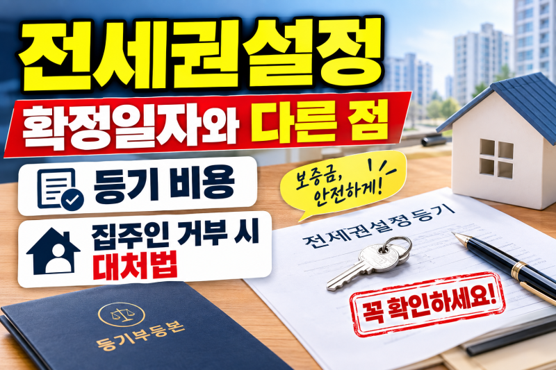 전세권설정 — 확정일자와 다른 점, 등기 비용과 집주인 거부 시 대처법