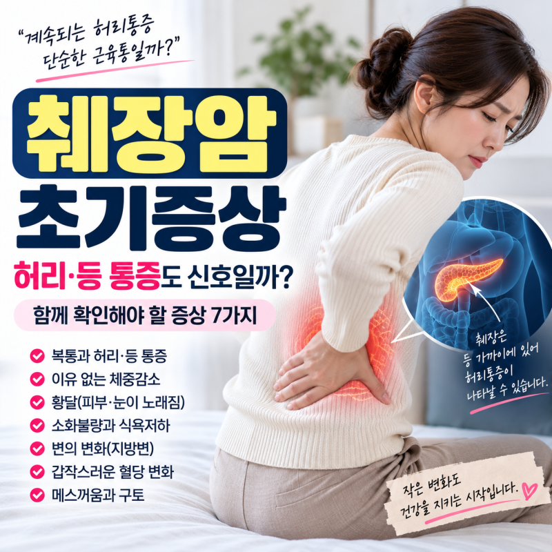 췌장암 초기증상, 허리·등 통증부터 황달 체중감소까지 놓치기 쉬운 신호