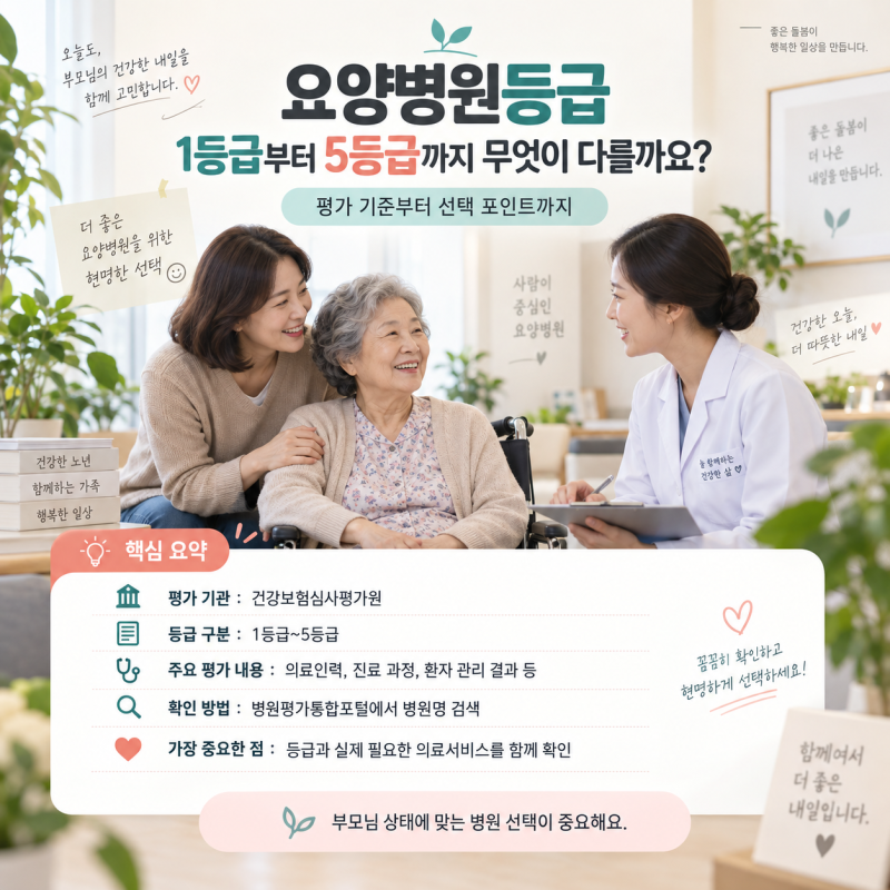 요양병원등급 1등급부터 5등급까지 무엇이 다를까요?