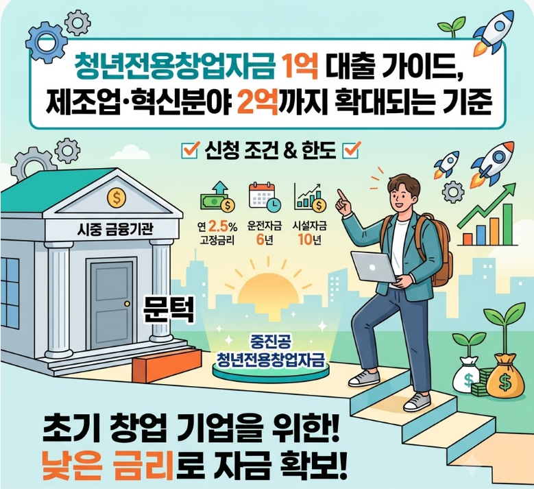 청년전용창업자금 신청 조건과 한도: 연 2.5% 고정금리 1억 원 완벽 가이드