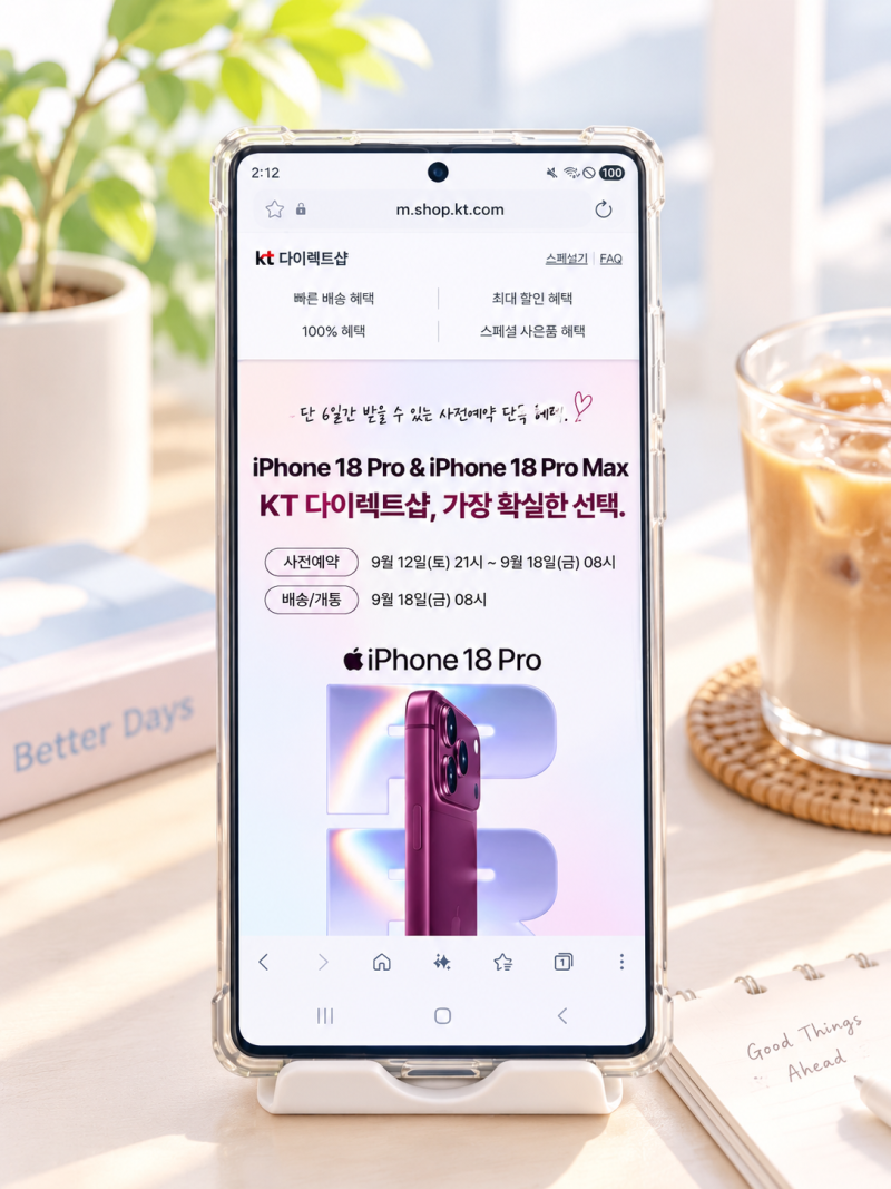 출시일 첫날 받는 방법! KT 사전예약 아이폰18 Pro·Pro Max, KT 아이폰혜택 모음