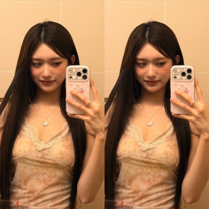 여성스러븐 아이브 막내..아이브 이서 나시블라우스 폰케이스 핑크템 어디 거?
