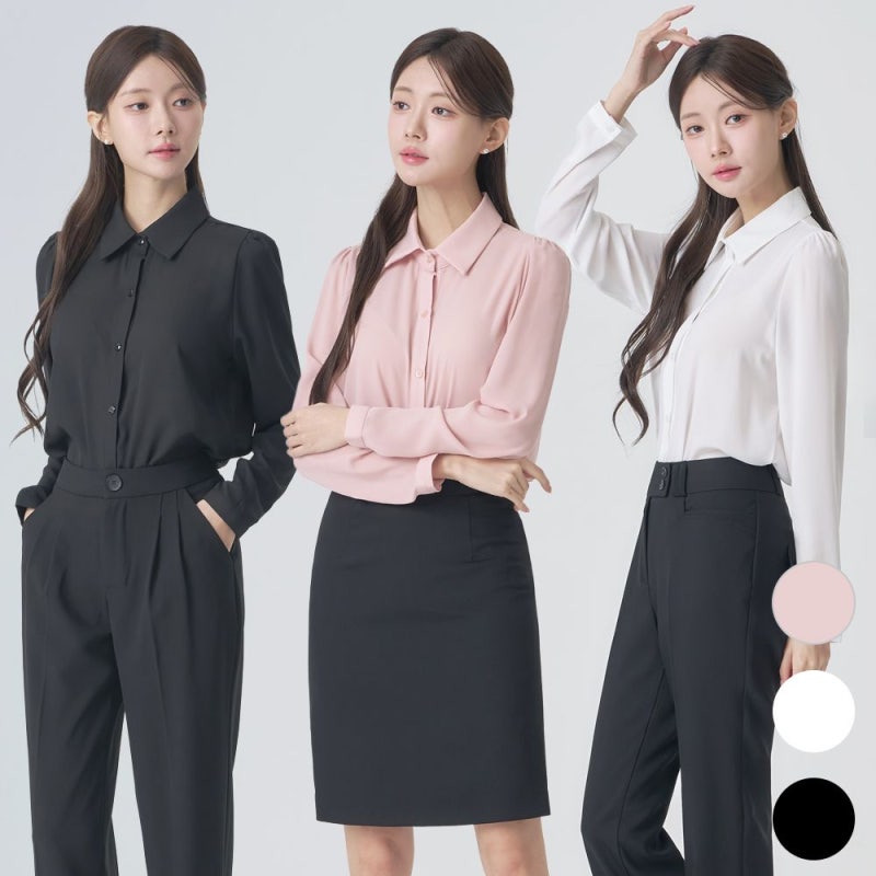 더웨이나인 쉬폰블라우스 긴팔 퍼프 블라우스 면접 정장 셔츠 추천