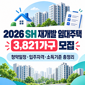 2026 SH공사 재개발 임대주택 3,821가구 모집｜청약일정·입주자격·소득기준 총정리
