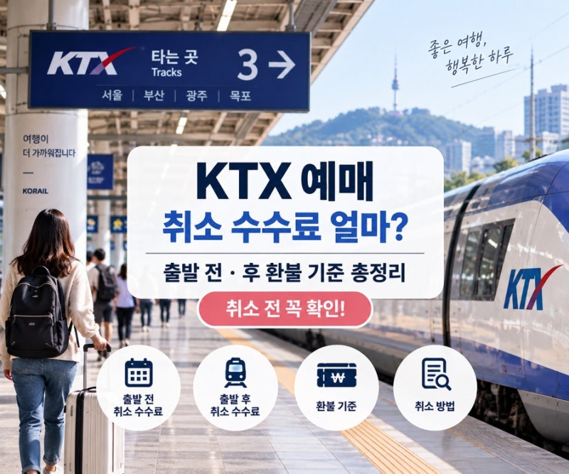 KTX 취소 수수료｜출발 전·후 환불 위약금·평일 주말 기준 총정리(2026년)