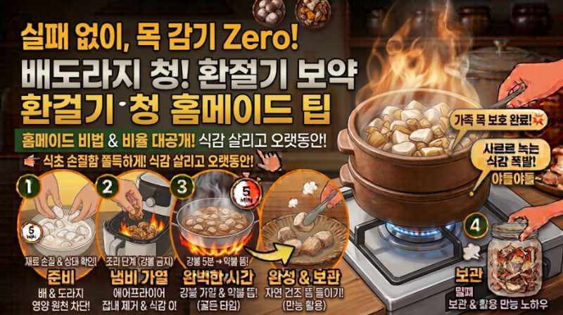 찬 바람 부는 환절기 가족 목 감기 예방하는 배도라지 청 홈메이드 팁