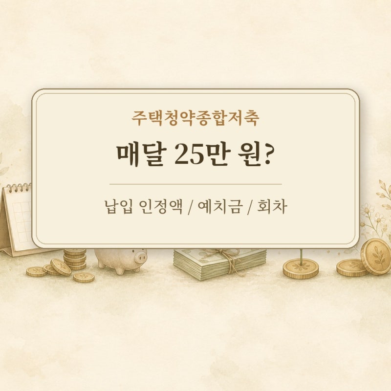주택청약종합저축 2026｜매달 25만 원 넣어야 할까? 인정액·예치금 차이
