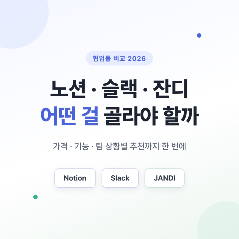 협업툴 비교 노션 슬랙 잔디, 가격·기능·추천 정리
