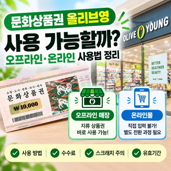 문화상품권 올리브영 사용 가능할까? 오프라인·온라인 사용법 정리