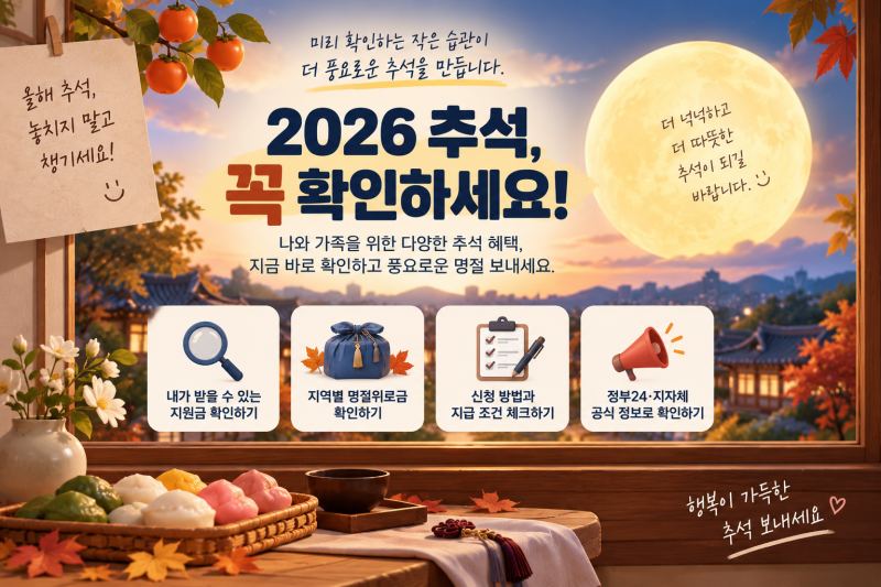 2026 추석민생지원금 나도 받을 수 있을까? 명절위로금 대상·지역별 조회방법 총정리