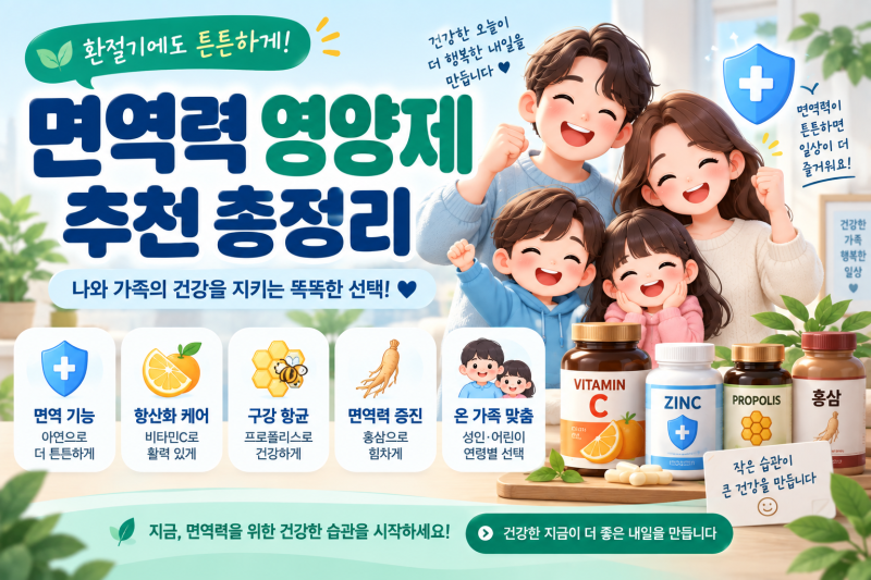 면역력 영양제 추천 총정리｜성인·어린이 비타민C·아연 고르는 법