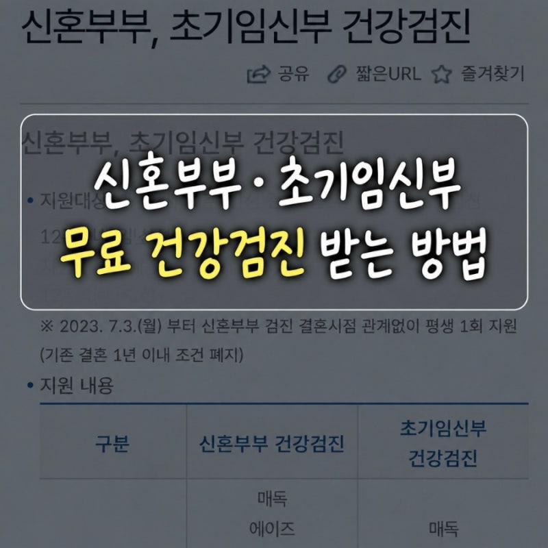 세종 신혼부부·초기임신부 건강검진｜건강검진 무료로 받는 방법