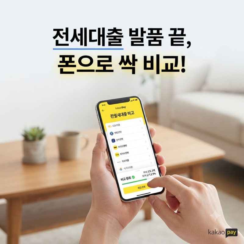 "전세집 구하고 전세대출 받으러 은행마다 발품 팔고 계신가요?" 카카오페이 전월세대출 비....