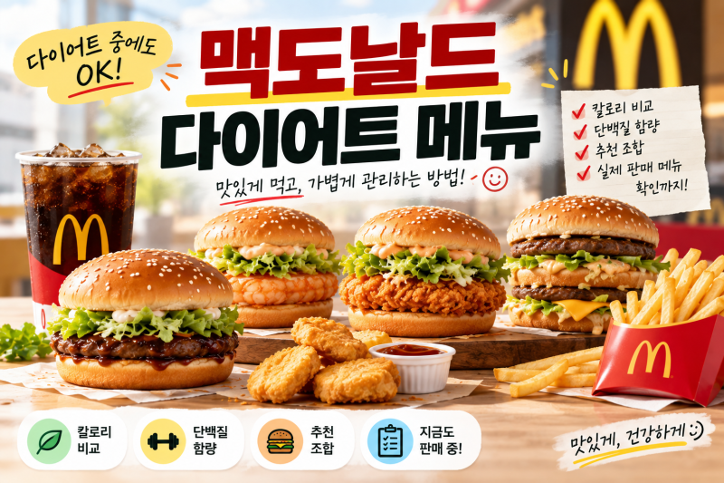 맥도날드 다이어트 버거 메뉴 추천｜현재 판매 메뉴 칼로리 비교, 살 덜 찌게 먹는 조합 총정....