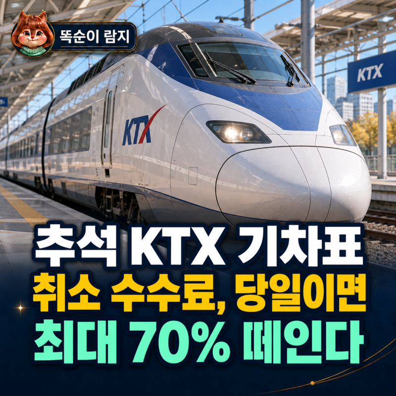 추석 KTX 기차표 취소 수수료, 당일이면 최대 70% 떼인다