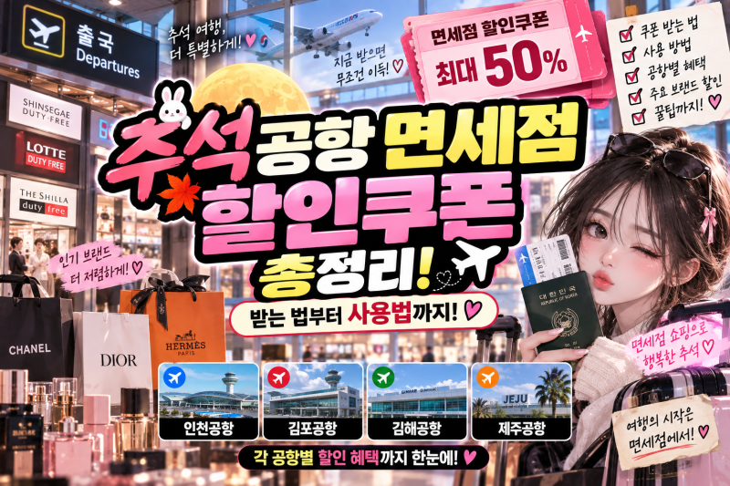 “추석 공항 면세점 할인쿠폰 총정리! 인천·김포·김해·제주공항 쿠폰 받는 법부터 사용법....