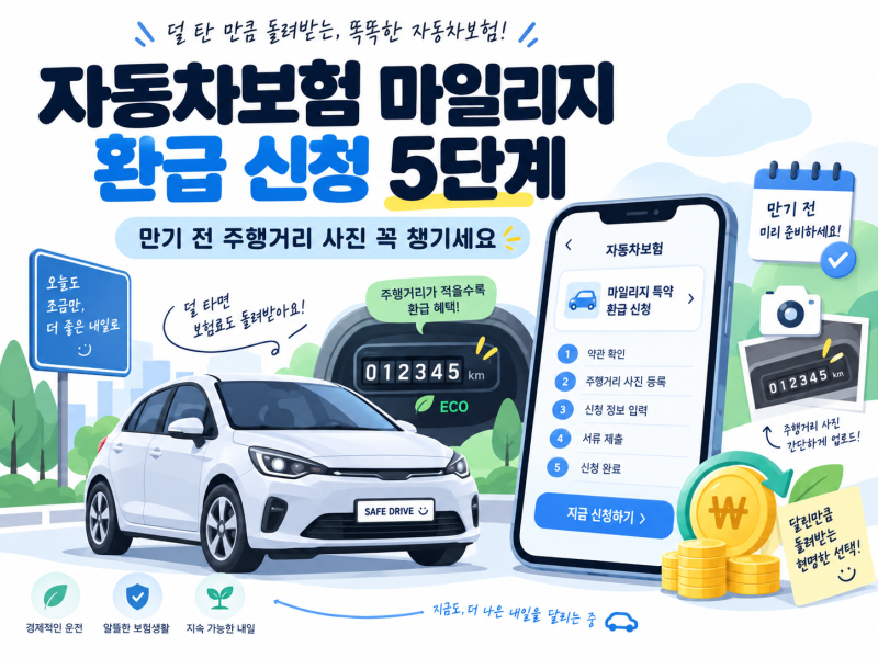 자동차보험 마일리지 환급 신청 5단계 만기 전 주행거리 사진 꼭 챙기세요