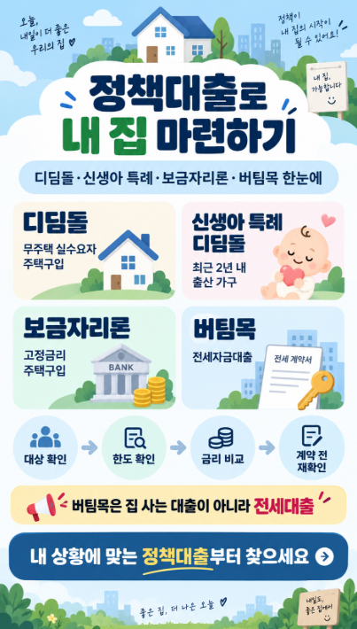 [집 값 폭등 속에 내 집 마련 6편] 정책대출로 내 집 마련하기 — 디딤돌·신생아 특례·보금자....
