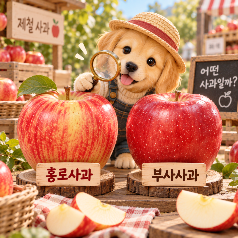 홍로 부사 차이 맛과 수확시기 뭐가 다를까