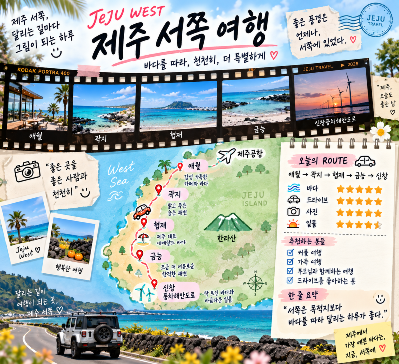제주도 여행 3편｜제주 서쪽 여행코스, 애월·협재·금능·신창풍차해안도로 하루에 돌아보기