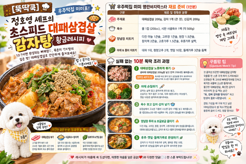 [뚝딱쿡] 정호영 셰프의 초스피드 대패삼겹살 감자탕 황금레시피