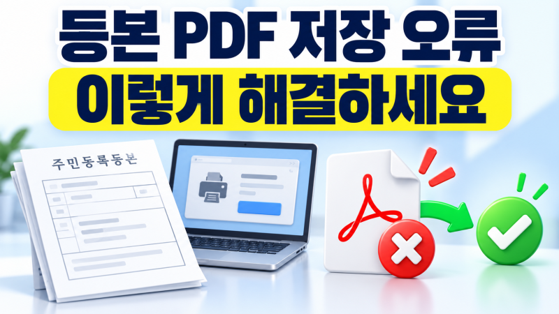 주민등록등본 인터넷 발급 후 PDF 저장 안 될 때 해결 순서