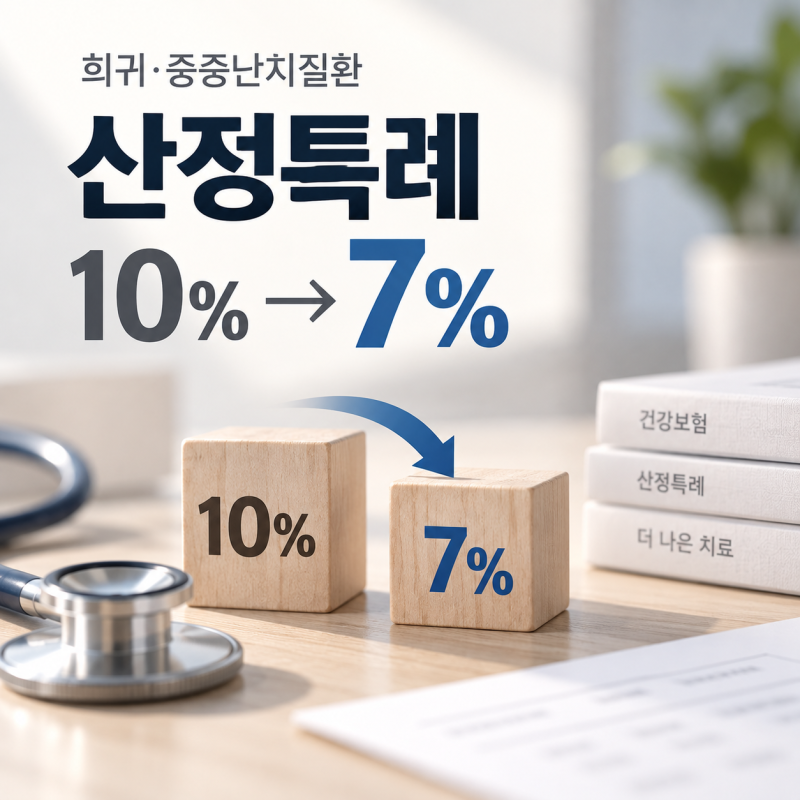 산정특례 본인부담 7%로 인하｜희귀·중증난치 병원비 계산｜급여 1,000만원이면 30만원 절감, ....