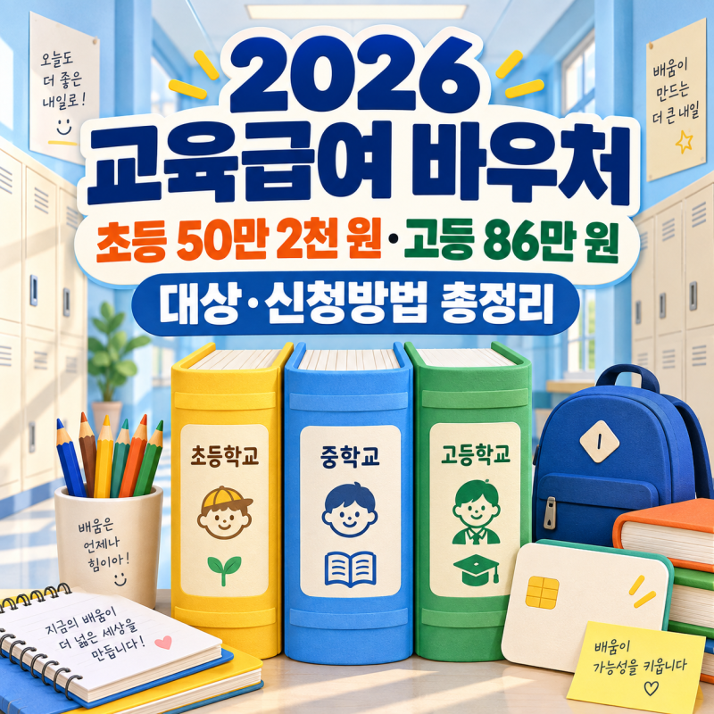 2026 교육급여 바우처 신청방법, 초등 50만 2천 원·고등 86만 원